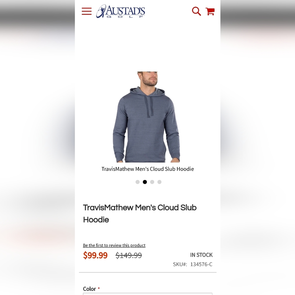 $149 Travis Mathew Mens Longsleeve T-Shit Hoodie. Medium.  Blue. NWT!!!